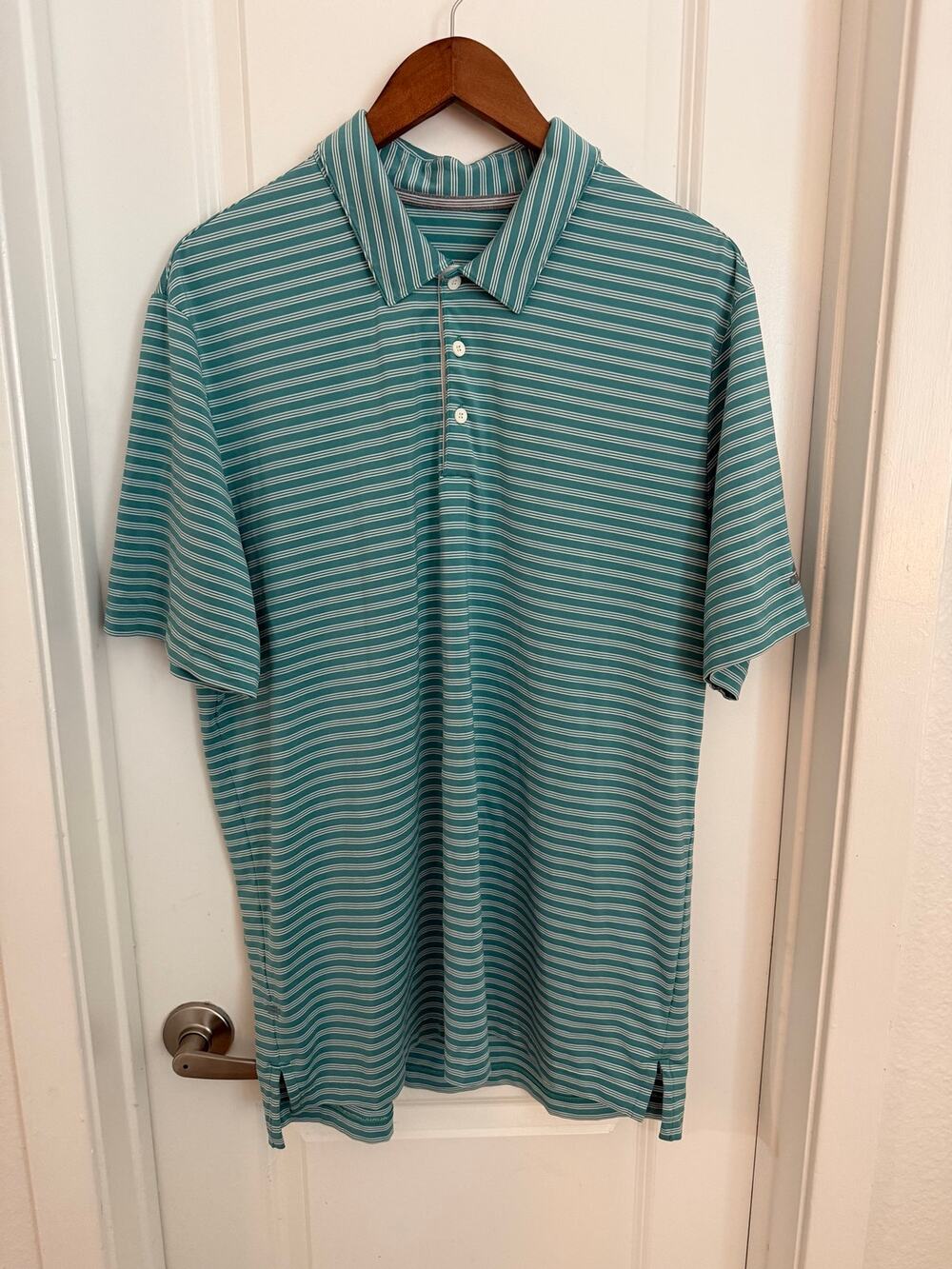 Adidas Men's Striped Golf Polo Activewear Moisture Wicking Shirt Size Large